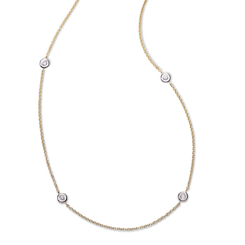 Bezel Set 10 Diamond Necklace, .50 Carat Total, 14 Karat Gold