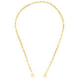 Paperclip 20-Inch Chain with Diamond Push Lock Clasp, 14K Yellow Gold
