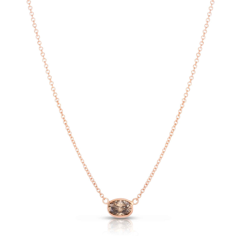Oval Fancy Brown Diamond Necklace, 14K Rose Gold