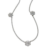 Flower Cluster Diamond Three Station Necklace, 1.05 Carats, 14K White Gold