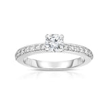Round Diamond Engagement Ring, .50 Carat Center, 14K White Gold