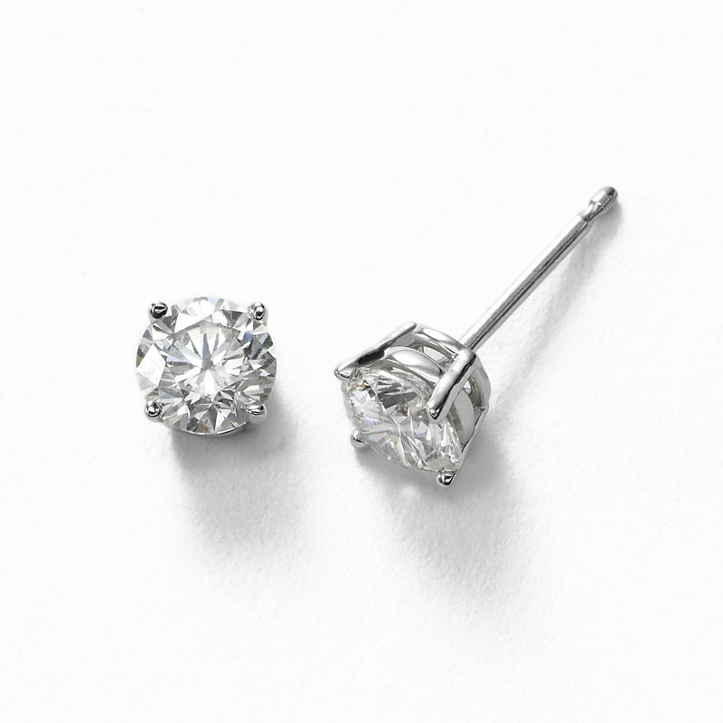 Diamond Stud Earrings, 1.00 Carat total, J/K-SI2/I1, 14K White Gold