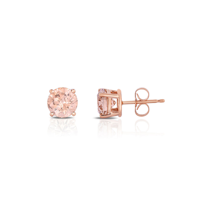 Fancy Light Pink Diamond Stud Earrings, .24 Carat Total, 14K Rose Gold