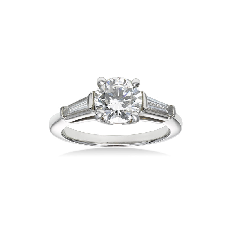 Diamond Ring with Tapered Baguettes, Platinum