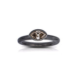 Marquise Shape Fancy Brown Diamond Ring, 18K White Gold Black Rhodium