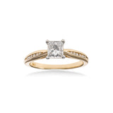 Princess Cut Diamond Engagement Ring, .72 Carat Center, 14 Karat Gold