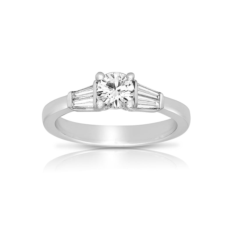 Diamond Ring with Tapered Baguettes, 14K White Gold