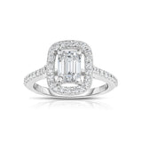 Emerald Cut Floating Diamond Ring, 14K White Gold