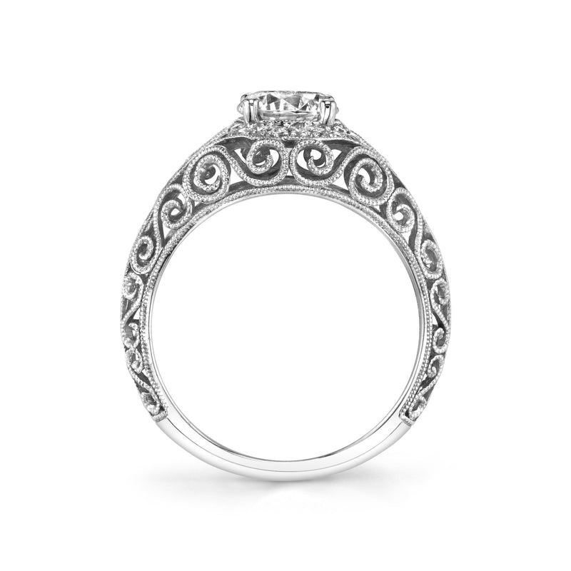 Ring Mounting, Openwork Design by Sylvie, 14K White Gold