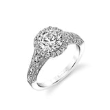 Vintage Halo Style Diamond Ring Mounting by Sylvie, 14K White Gold