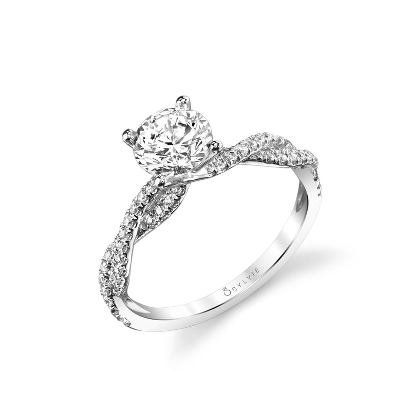 Ring Mounting with Twist Design by Sylvie, 14K White Gold