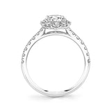 Round Diamond Ring Mounting with Halo by Sylvie, 1 Carat Center, 14K White Gold