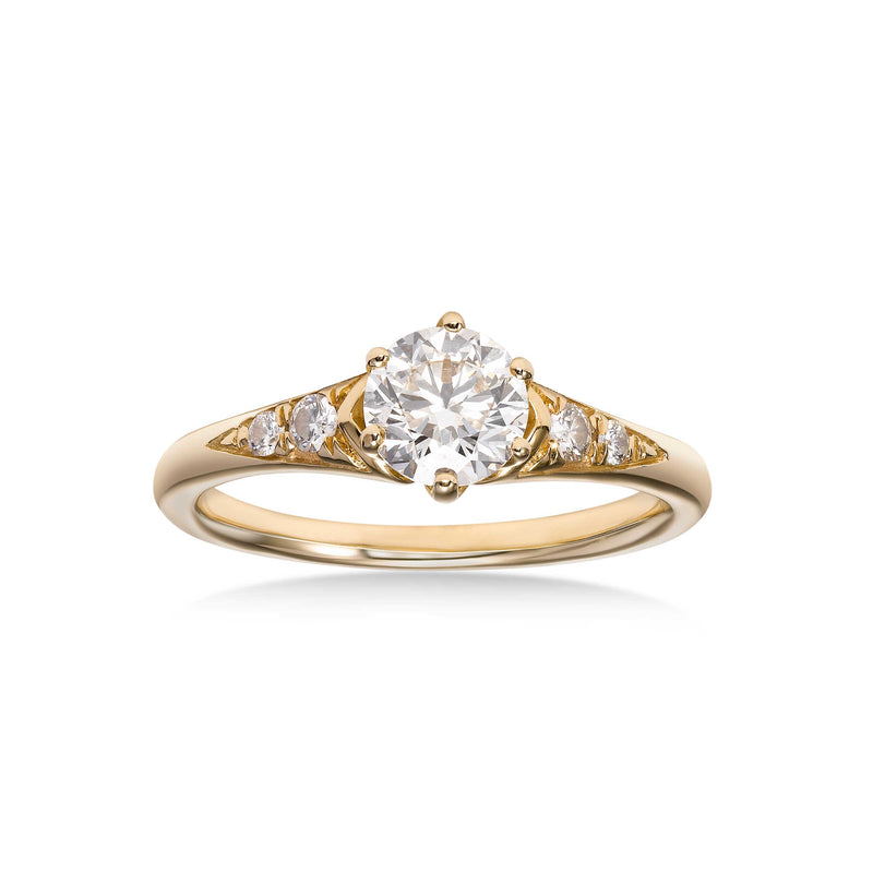 Round Diamond Engagement Ring, .70 Carat Center, 18K Yellow Gold
