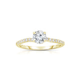 Round Diamond Engagement Ring, .92 Carat Center, 14K Yellow Gold