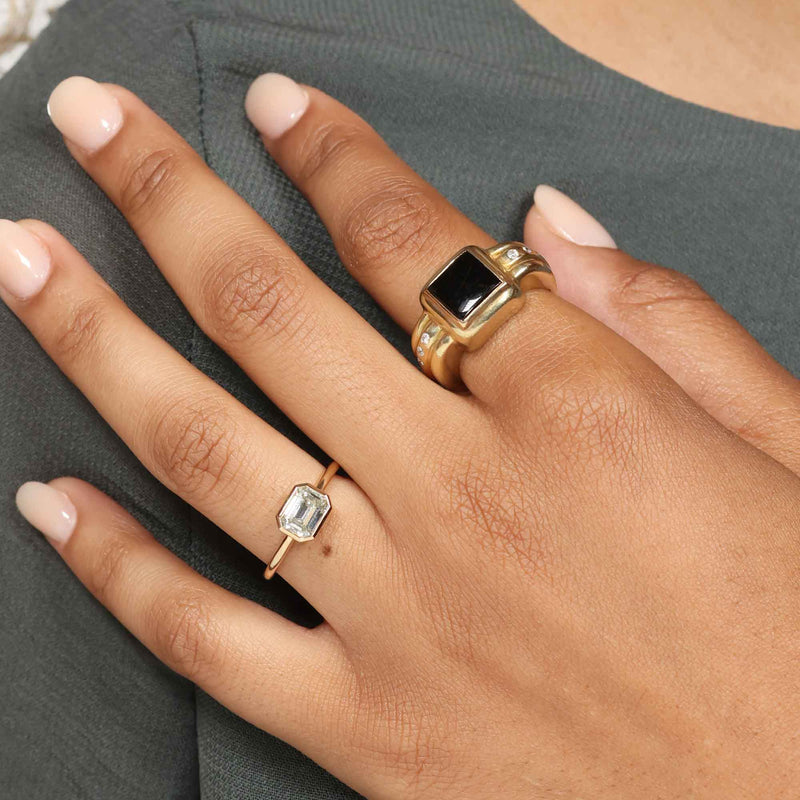 Emerald Cut Diamond Engagement Ring, 1.23 Carats, 14K Yellow Gold