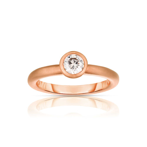Fancy Brown Bezel Set Diamond Ring, 14K Rose Gold