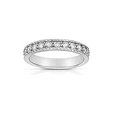 Shared Prong Diamond Band with Rope Detail, 14K White Gold