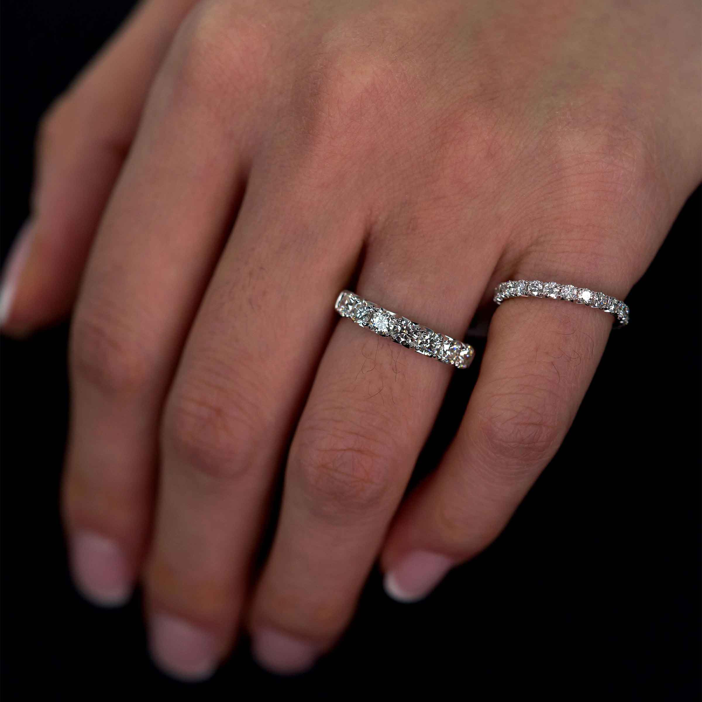 Thin Diamond Eternity Ring Wedding Band 14K White Gold Size 6.5, 1.6 MM,  .43 CTW | eBay