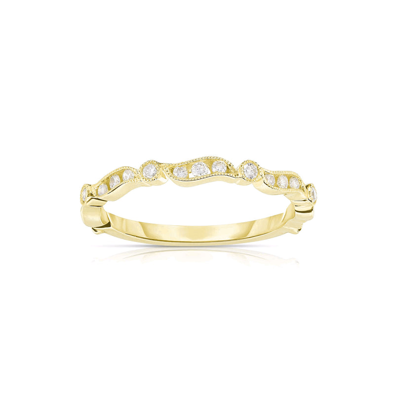 Milgrain Detail Diamond Ring, 14K Yellow Gold