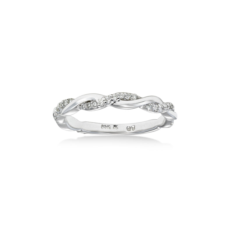 Diamond Twist Design Ring, 14K White Gold