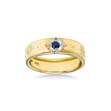 Sapphire In Florentine Finish Ring, 18 Karat Gold