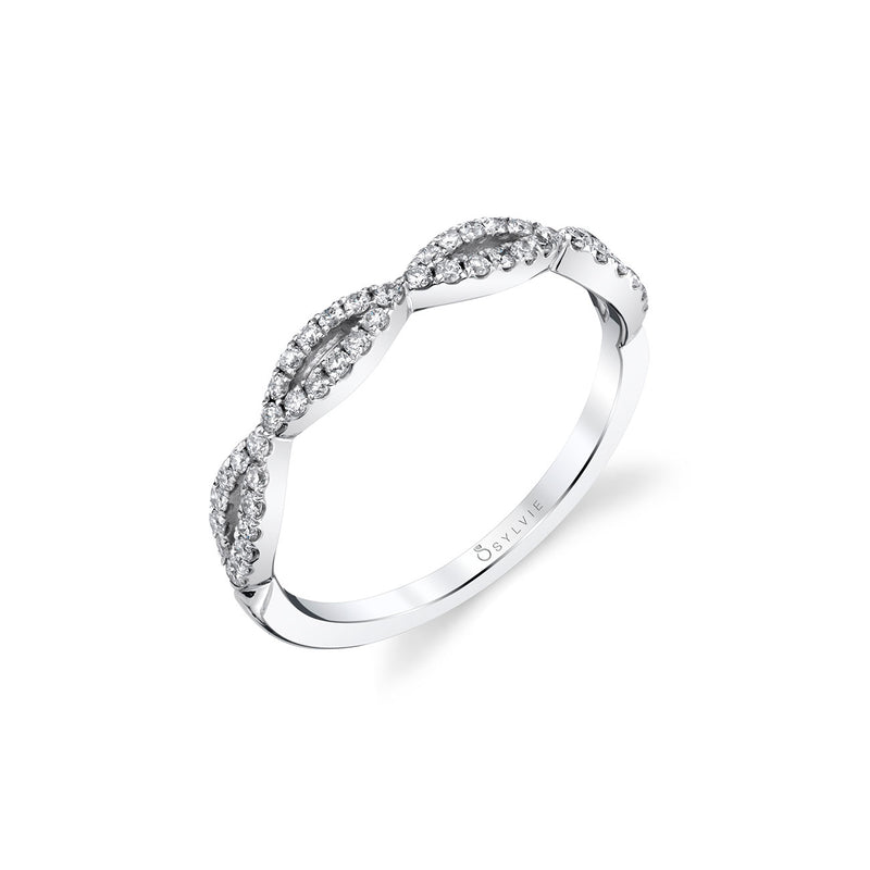 Criss Crossing Diamond Band by Sylvie, 14K White Gold