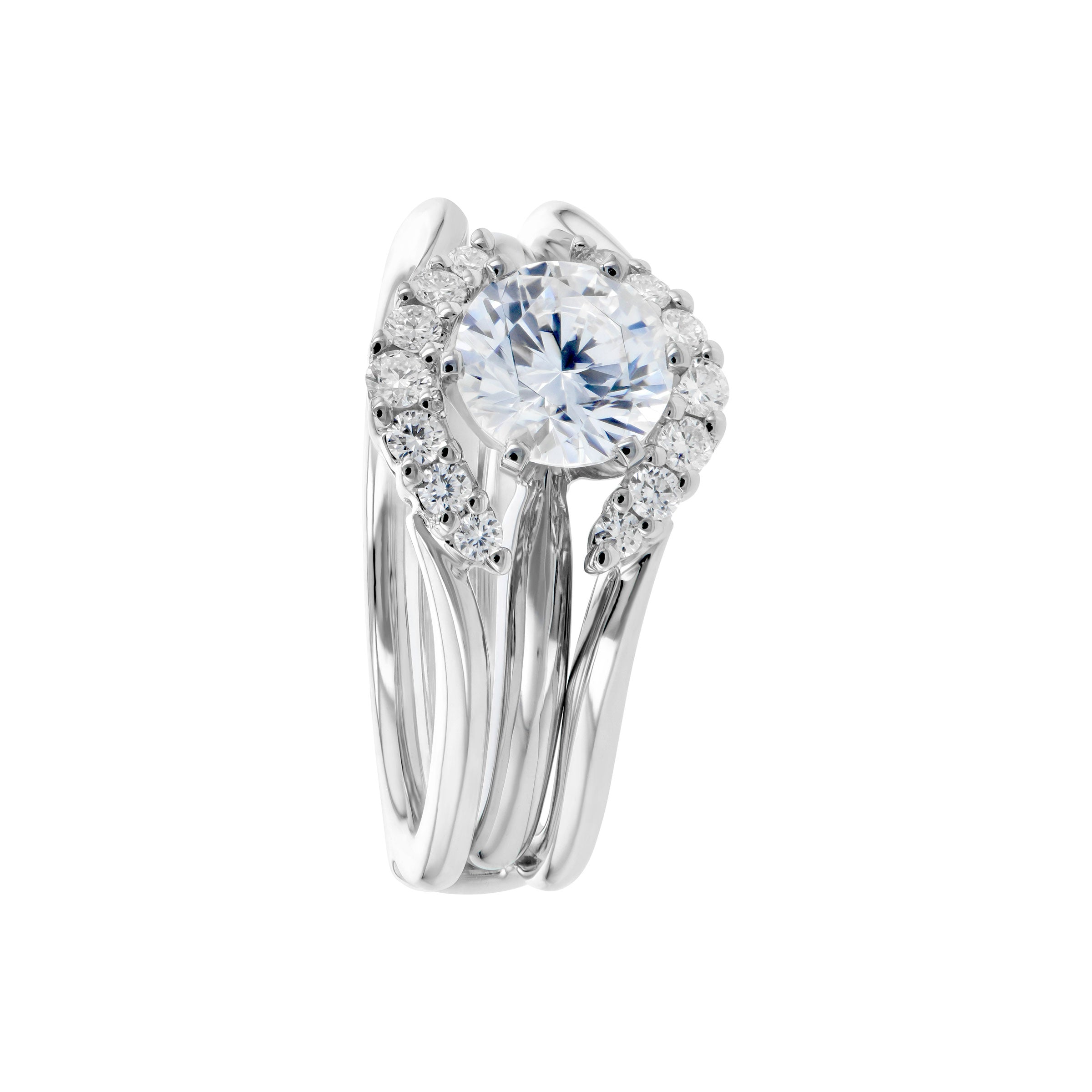 Cluster ring with 0.24 carat diamonds in white gold - BAUNAT