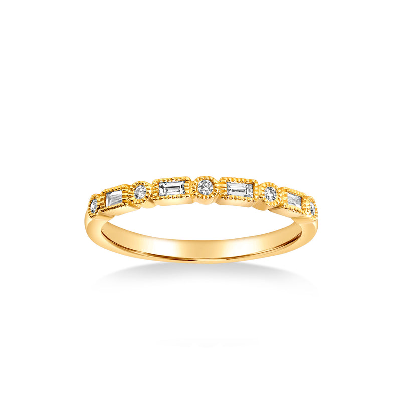 Milgrain Bezel Halfway Diamond Ring, 14K Yellow Gold