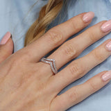 Double Chevron Diamond Ring, 14K White Gold