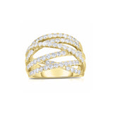 Criss Cross Bands Diamond Ring, 14K Yellow Gold