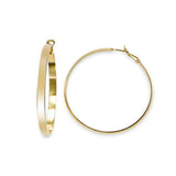 Large Flat Hoop Earrings, 2.25 Inches, Yellow Gold Plated