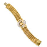 Woven Bracelet with Diamond Center, 18K Yellow Gold
