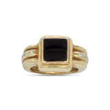 Pre-Owned Black Onyx and Diamond Ring, 14K Yellow Gold