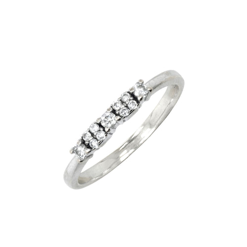 Pre-Owned Band Ring with Diamonds, 18K White Gold
