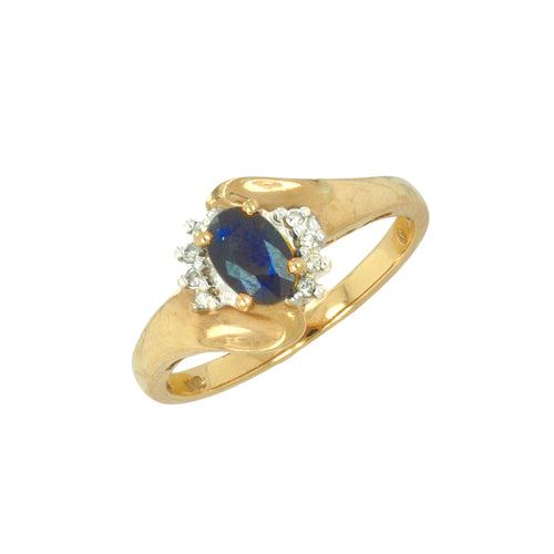 Pre-Owned Sapphire and Diamond Ring, 10K Yellow Gold