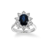 Pre-Owned Oval Sapphire and Diamond Ring, Platinum