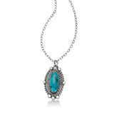 Pre-Owned Oval Turquoise Pendant, Stelring Silver