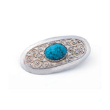 Pre-Owned Oval Brooch with Turquoise Center, Stering Silver