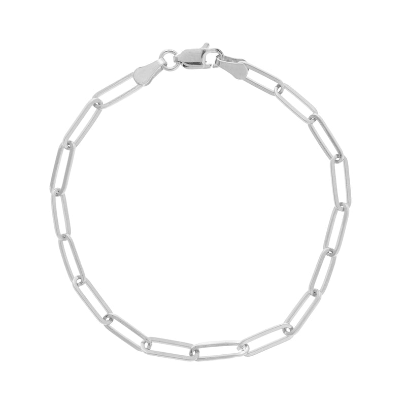 Elongated Link Chain Flexible Bracelet, 14K White Gold