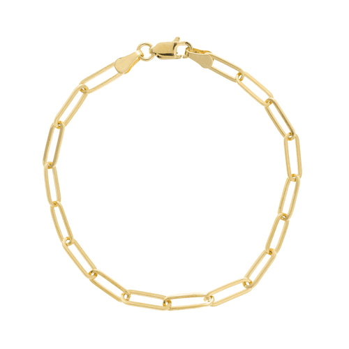 Paperclip Chain 8-Inch Bracelet, 14K Yellow Gold