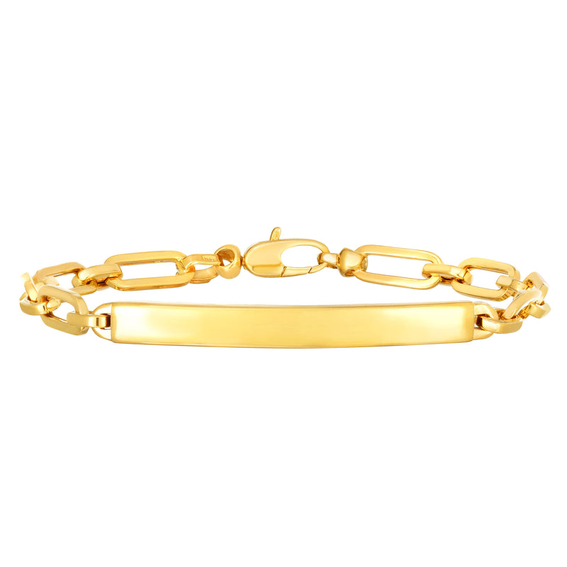Oval Link ID Bracelet, 7 Inches, 14K Yellow Gold