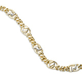 Two Tone Cable Link Bracelet, 14 Karat Gold