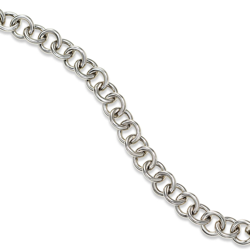 Round Link Flexible Bracelet, 14K White Gold