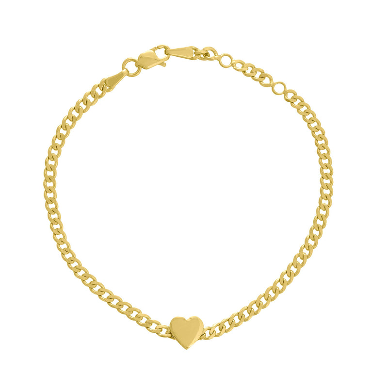 Heart Charm Bracelet, 14K Yellow Gold