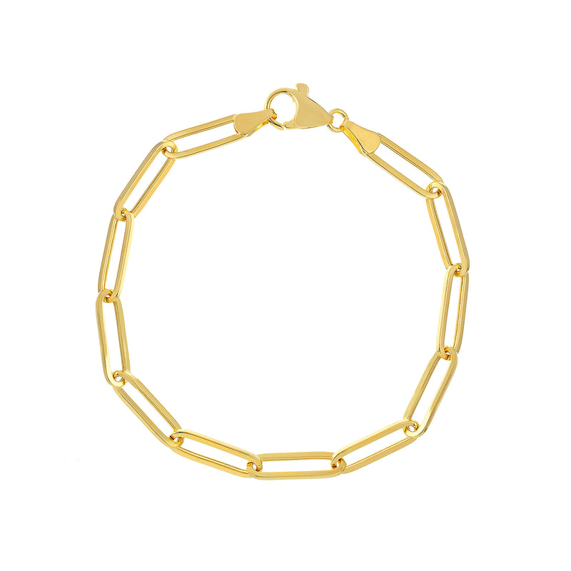 Paperclip Chain Bracelet, 7.5 Inches, 14K Yellow Gold