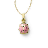 Child's Pink Ladybug Pendant, 14K Yellow Gold
