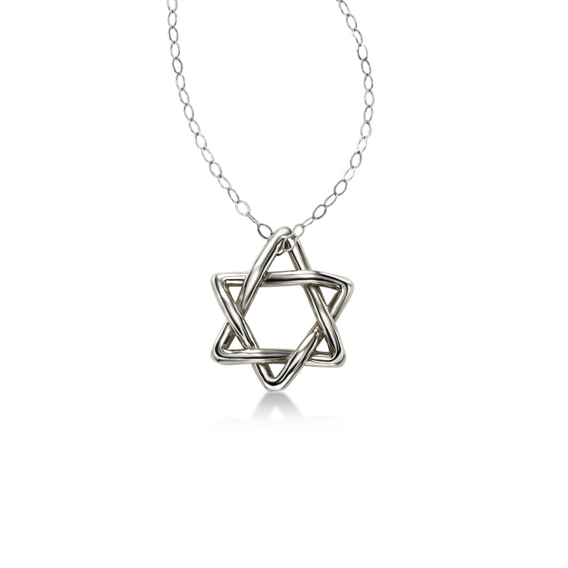 Contemporary Jewish Star, 14K White Gold