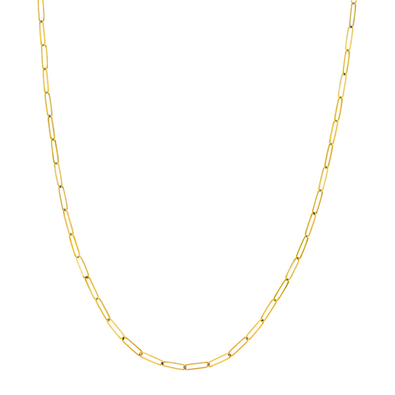 Paperclip Chain, Hollow, 24 Inches, 14K Yellow Gold