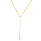 Hollow Paperclip Chain Necklace, 24 Inches, 14K Yellow Gold