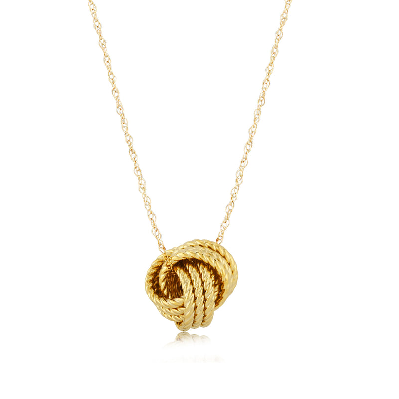 Textured Love Knot Necklace, 14K Yellow Gold